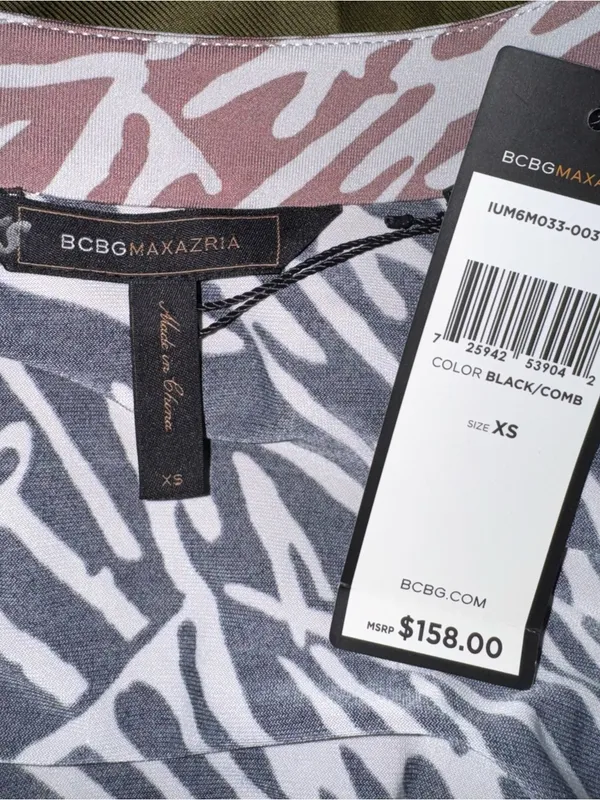 BCBGMAXAZARIA New w $158 Tags Abstract Print Wrap V-Neck Dress XS - Small - Image 4