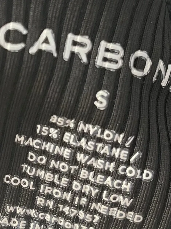CARBON38 Twisted Ribbed Longline Sports Bra Black White Small $78 - Image 6