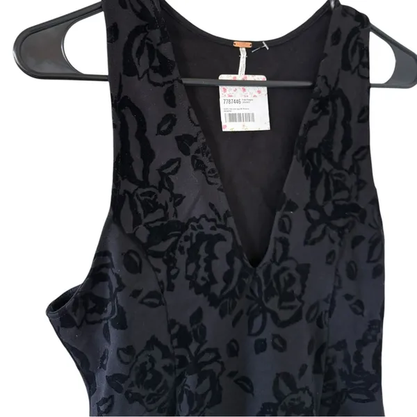 Free People NEW Floral Jacquard Mini Dress Black - Image 7