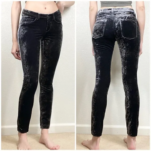 NWOT Cambio Lea Navy Crushed Velvet Skinny Pants - Image 2