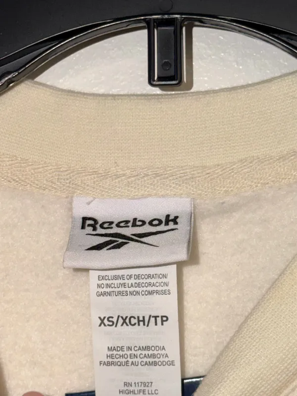 Reebok Cream Sweatshirt with Maroon RBK Logo - Image 3