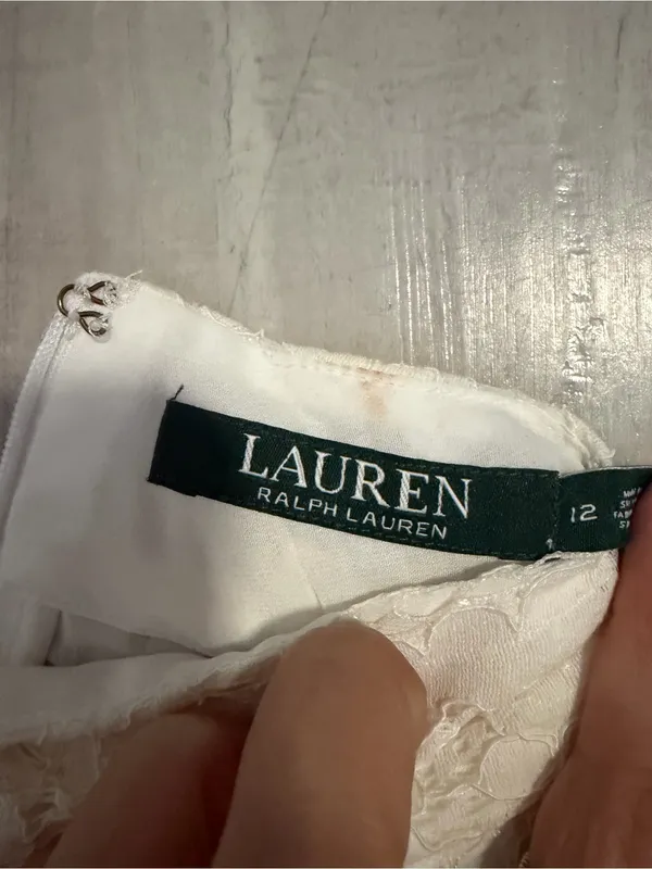 Ralph Lauren Ivory Floral Lace Mock Neck Blouse - Image 3