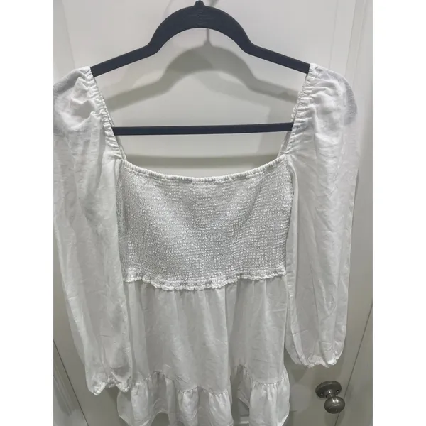 Aritzia Wilfred Tempest White Organic Linen Mini Dress Sz S - Image 3