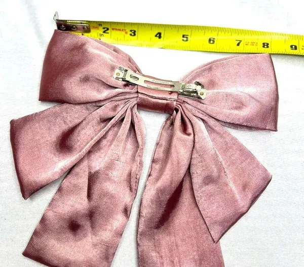 Women’s Dusty Pink Oversized Silky Soft Satin Elegant Hair Bow clip Coquette Y2K - Image 7