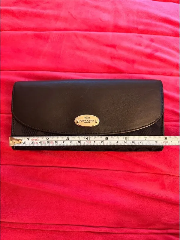 Black Coach Wallet with Silver Emblem - Image 6