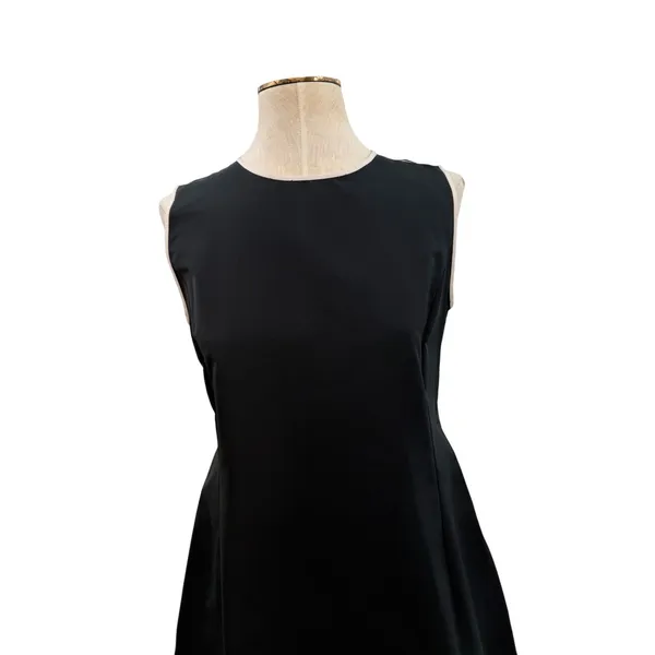 'S Max Mara Black Contrast Trim Shift Dress Sleeveless Italy Size US 6‎ - Image 3