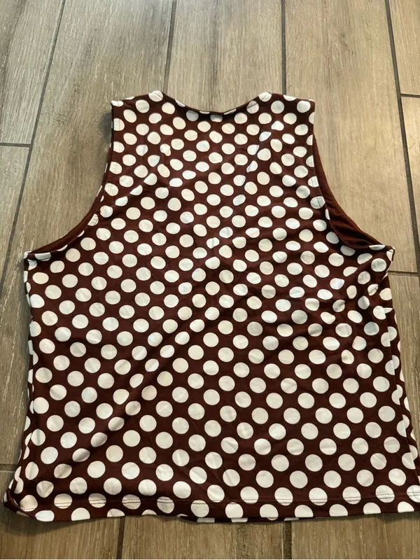 a new day Brown and White Polka Dot V-Neck Sleeveless Tank - Image 6