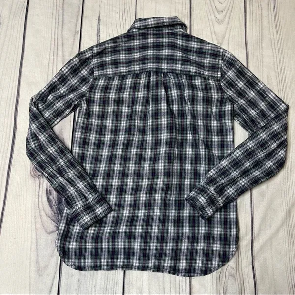 Madewell Flannel Slim Ex-Boyfriend Shirt Green Coltrane Plaid E6002 Size Small‎ - Image 7