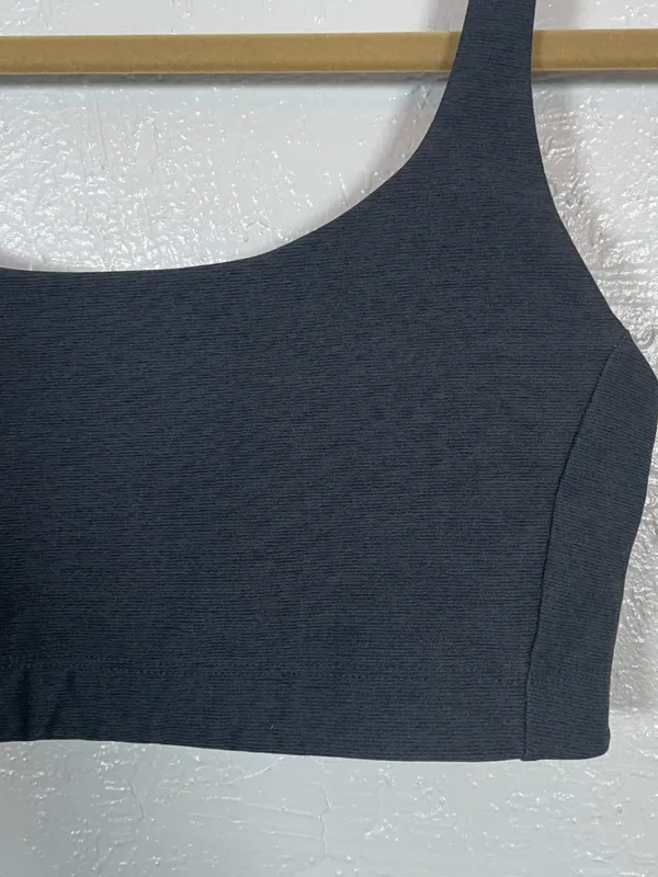 Outdoor Voices Women M Black Micro Stripe Double Time Sports Bra Athleisure - Image 2