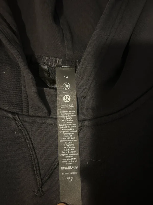 Lululemon Black Cropped Hoodie with Subtle maple leaf Center Logo - Image 3