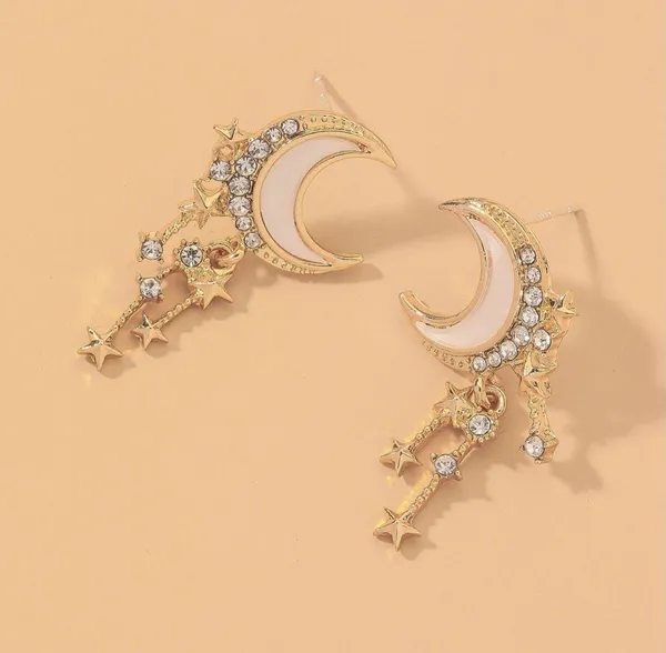 Gold Moon Dangle Earrings - Image 2