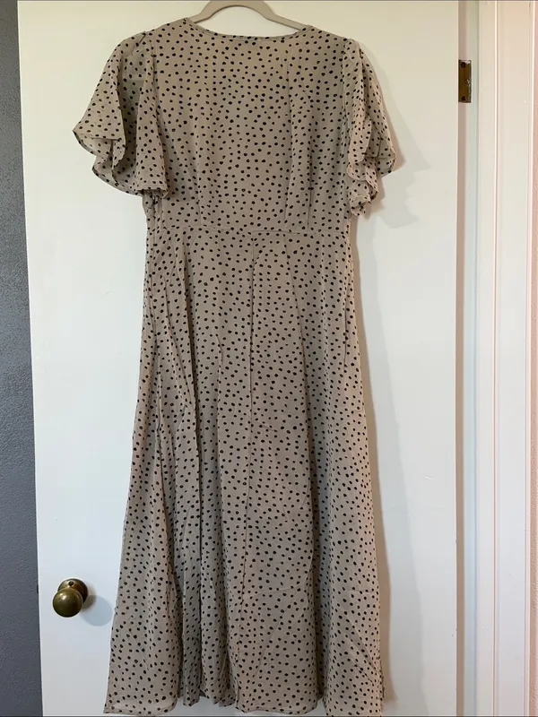 Hayden Beige Midi Dress with Black Polka Dots - Image 6
