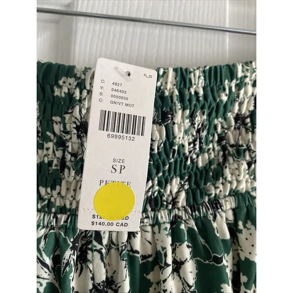Anthropologie Hutch Floral Wide Leg Pants Womens Size SP Green Smocked Waist NEW - Image 4