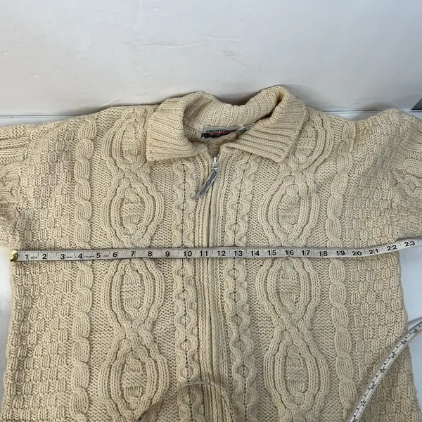 Aran Crafts Size M Full Zip Cardigan Sweater Ireland Fisherman Cable Knit Cream‎ - Image 10