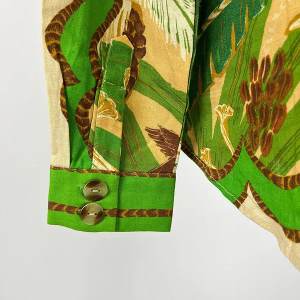 NWOT Farm Rio Linen-Blend Long Sleeve Button-Down Shirt Blouse Size S - Image 9