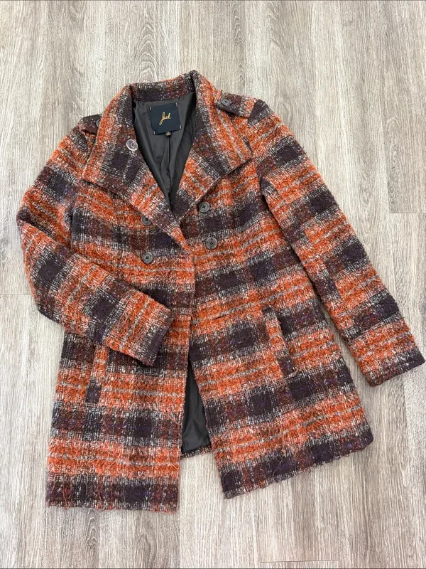 Jack by BB Dakota plaid checkered wool blend Y2K retro peacoat brown orange small - Image 2