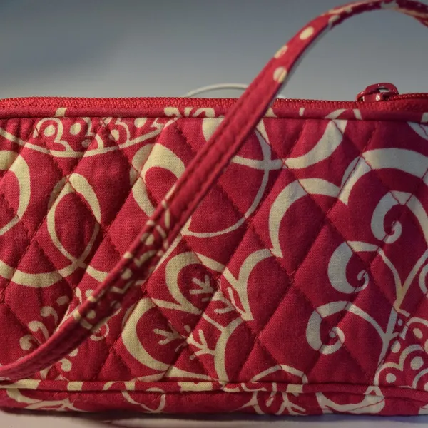 Vera Bradley Wristlet, Fuschia & White, Zip Around - Image 2