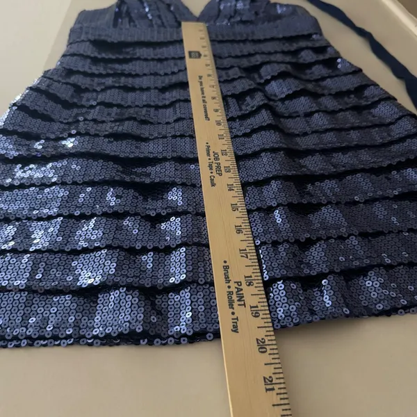 Y2K VTG Forever 21 Blue Sequin Halter Mini Dress Bodycon Cocktail Party Clubwear - Image 6