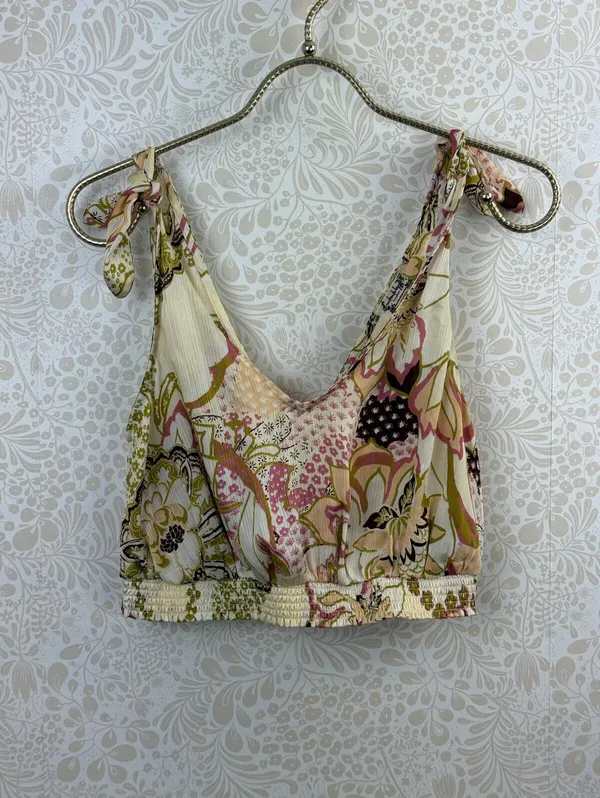 Free People Intimately Cream Weekend In Montauk Deep V-Neck Crop Top - Size - XS - Image 6
