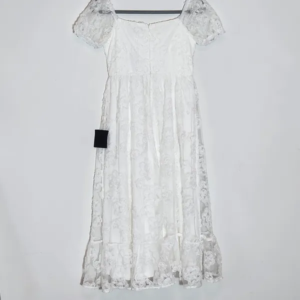 Lulus White Floral Midi Cocktail Dress NWT Size Small White Cocktail Dress - Image 4