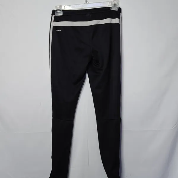 Adidas black track workout pull on three stripe zipper pockets pants sz Small - Image 7