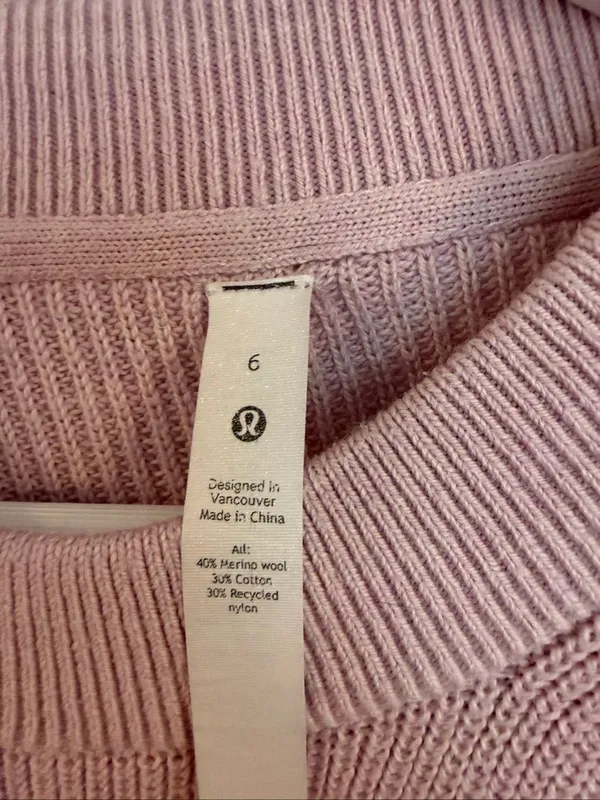Lululemon ribbed merino wool blend lavender crewneck sweater size 6 - Image 3