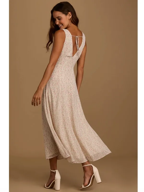Lulus Your Only Darling Ivory Floral Print Sleeveless Midi Dress - Image 2