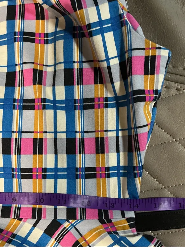 Closet Multicolor Plaid Midi Dress with Blue Belt - Image 8