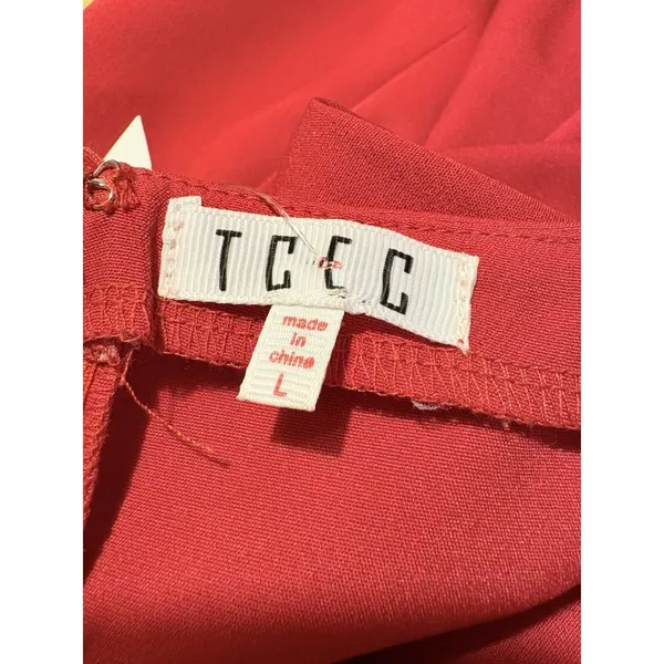 New TCEC Red‎ One Shoulder Ruffle Dress Size Large - Image 8