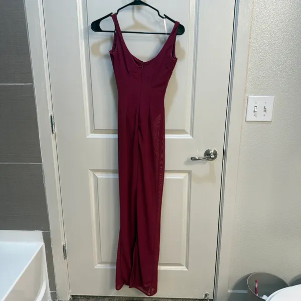House of CB Robina Wine Stretch Mesh Maxi Dress - Image 6