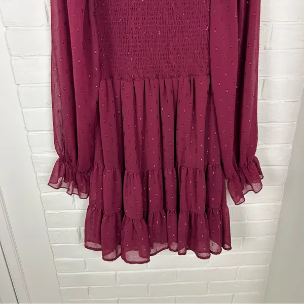 Altar’d State Shimmer Textured Smocked Tiered Long Sleeve Dress Size S - Image 4