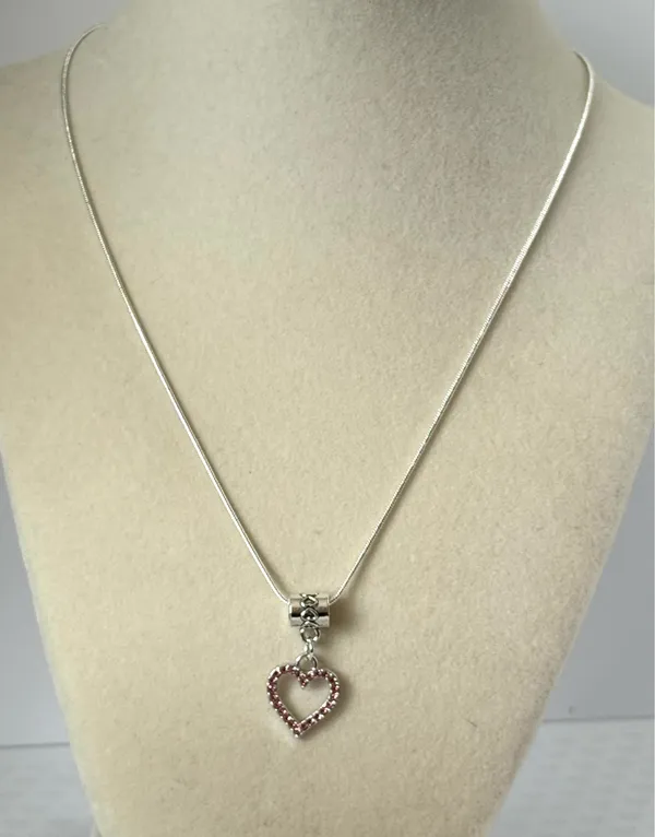 Pink Heart Sterling Silver Necklace - Image 2