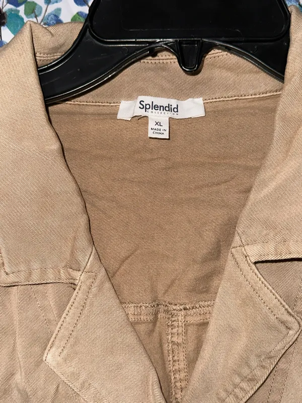 Splendid Denim Khaki Tie Waist Romper - Image 3