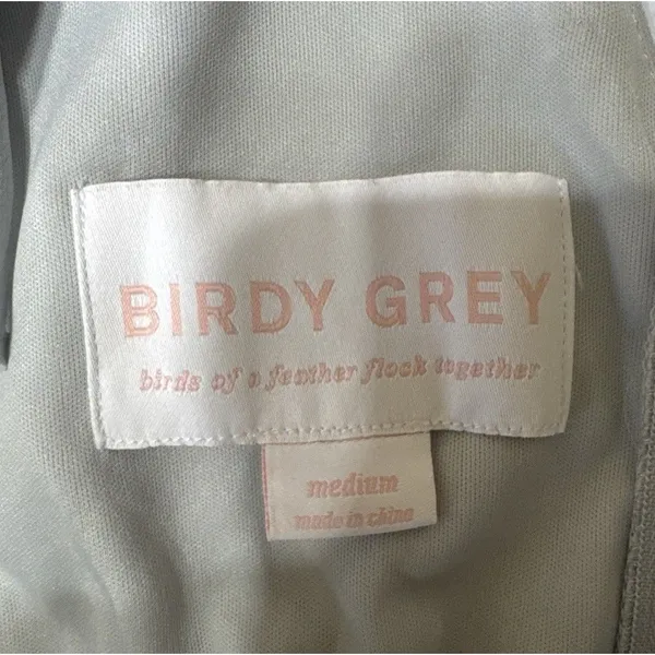 Chic Birdy Grey Chiffon Maxi‎ Dress Size M Bridesmaid Pockets Ruffle Sleeve BOHO - Image 4