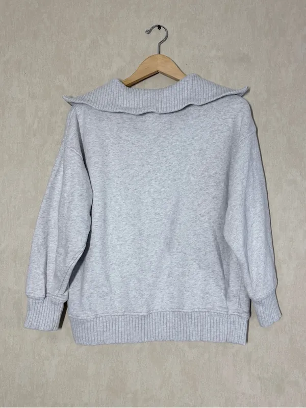 aerie Women’s Down To Earth Quarter-Zip Sweatshirt Oversized Pullover in Gray XS - Image 6