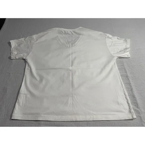 Felina Women's White V-Neck Mesh Trim Cotton Short Sleeve T-Shirt C8242 Size M - Image 3