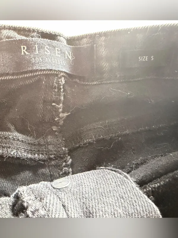 RISEN Black Distressed High Rise Denim Shorts Size S Raw Hem - Image 3