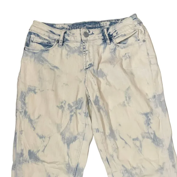 Article Of Society Straight Leg Jeans Frayed Hem Tie Dye Bleached Denim 26 Women - Image 2