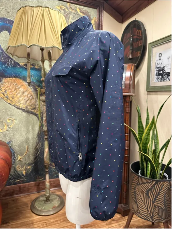 The North Face Women's Windbreaker Polka Dot Jacket Navy Blue Full Zip Size S - Image 5