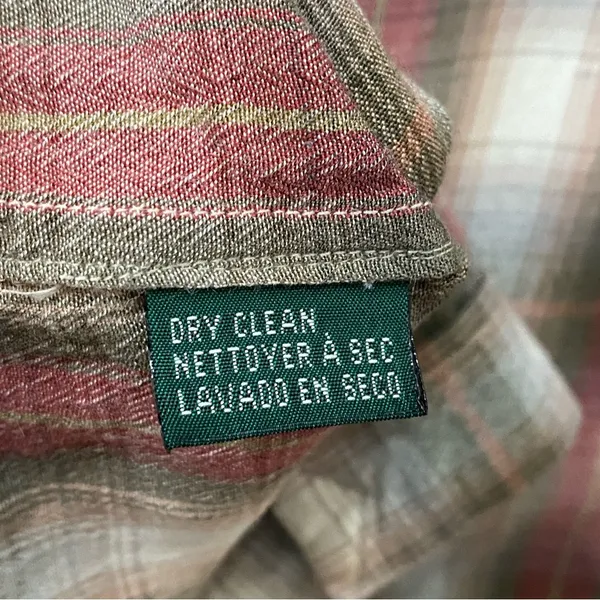 Vintage LAUREN Ralph Lauren Rayon/Wool Blend Plaid Button Down Shirt Size M - Image 8