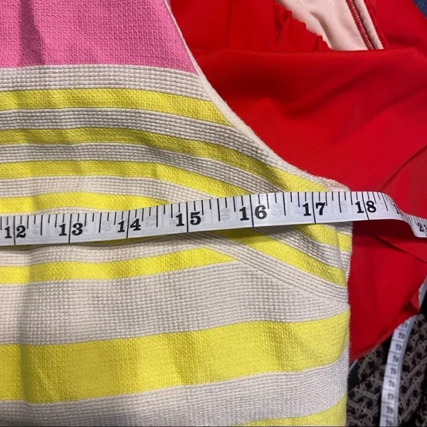 LOFT Pink Yellow Stripe Shift Dress Size 8 - Image 9