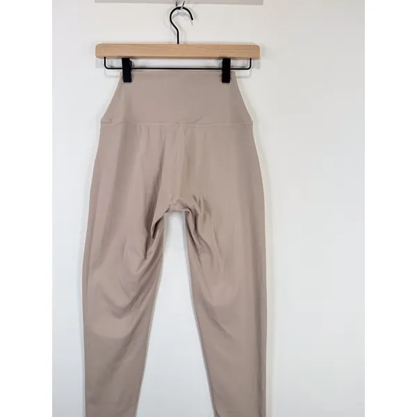 Set Active Womens Leggings Beige Sportbody Front Zip Cropped Stretch Yoga Small - Image 10