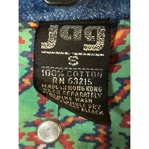 VTG 80s Jag Jean Studded Dolman Sleeve Bomber Denim Jean Jacket Grunge Sz Small - Image 5