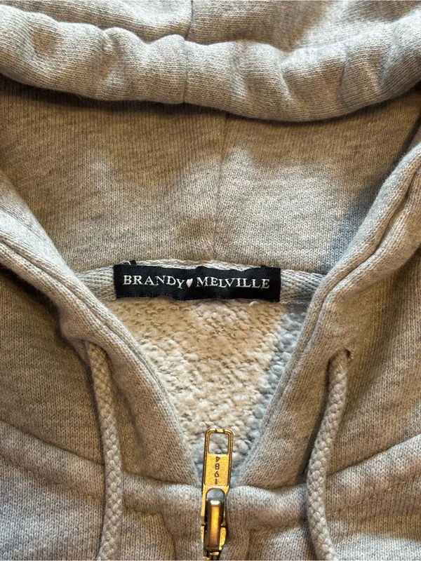 Brandy Melville Crystal‎ Hoodie Gray Full Zip - Image 3