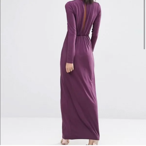 NWT ASOS plunge cut out slinky‎ maxi dress purple Sz 4 petite - Image 2
