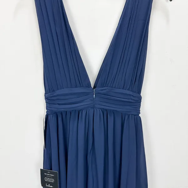 Lulus Heavenly Hues Navy Blue Maxi Dress Chiffon Bridesmaid Formal XS NWT - Image 13