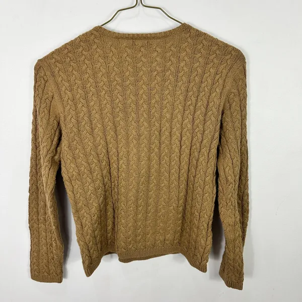 Talbots Cableknit Sweater Womens Small Brown Fisherman Quiet Luxury Old‎ Money - Image 5