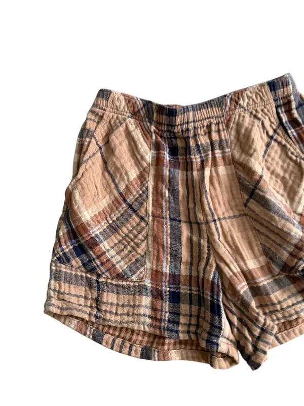 AERIE Brown Plaid High Waist Shorts Size XS - Image 5