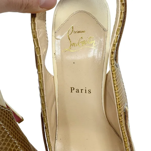 Christian Louboutin Lizard Embossed Slingback Heels Platform 40.5 - Image 8