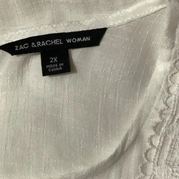 Zac & Rachel Woman 2X Elegant White Lace Trim Women's Top - Image 8